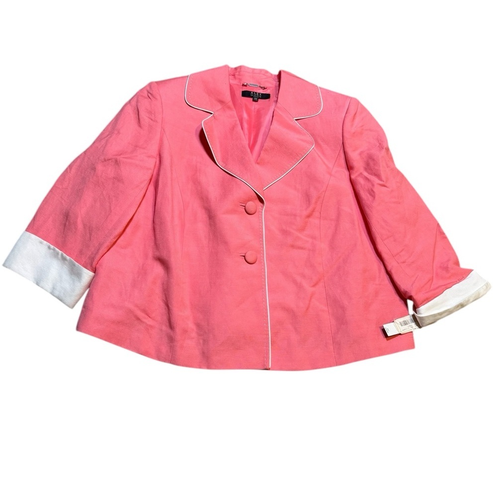 🌺 Alex Marie Pink Linen Blend Blazer Jacket 2-Button Women’s 16W NWT 🌺